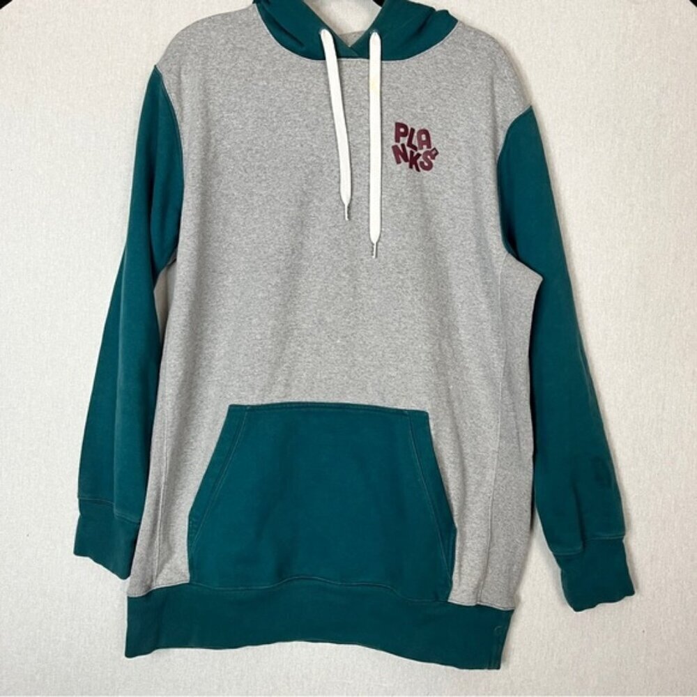 Planks II Tall Grey Two-Tone Heavy Cotton Ski Riding Pullover Hoodie Men's XL